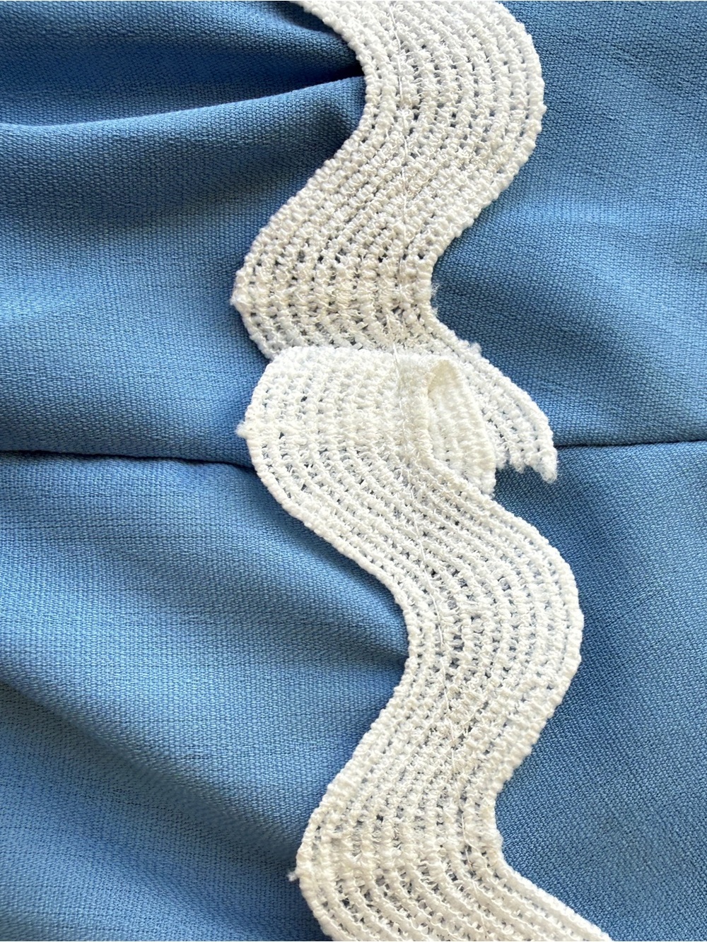 Rare handmade coastal cowgirl Maxi Dress with White ric-rac Scallop Trim - Picture 4 of 12